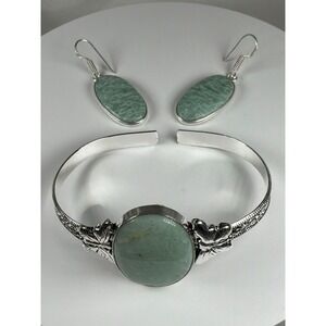 🦋 Amazonite Butterfly Cuff + Earring Set | Serenity + Calm